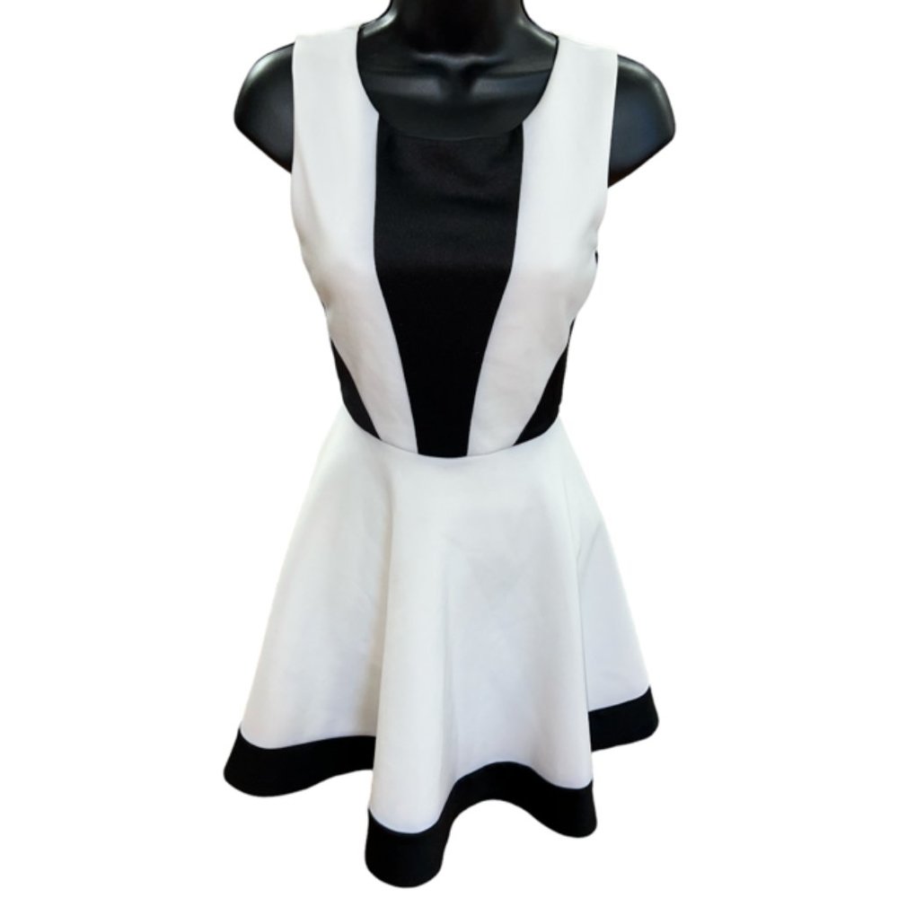 Honey & Rosie Classic Black & White Colorblock Dress Sz S